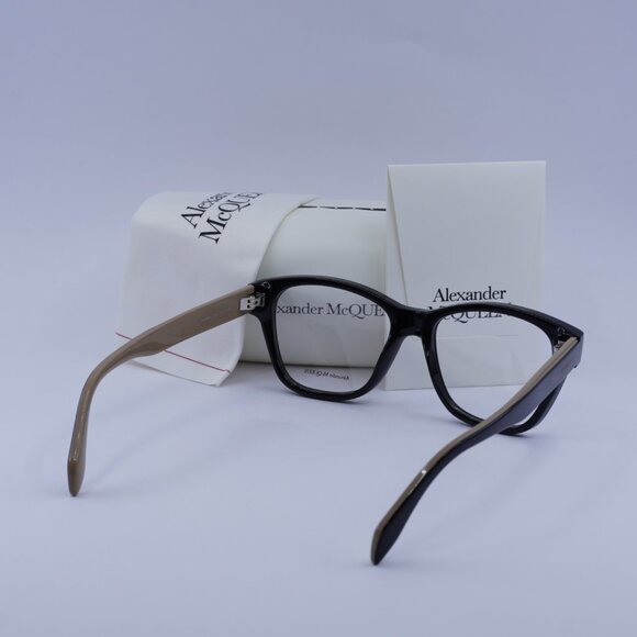 Alexander McQueen AM0306O 004 Eyeglasses Black/Brown 52mm Square Frame - Picture 9 of 9